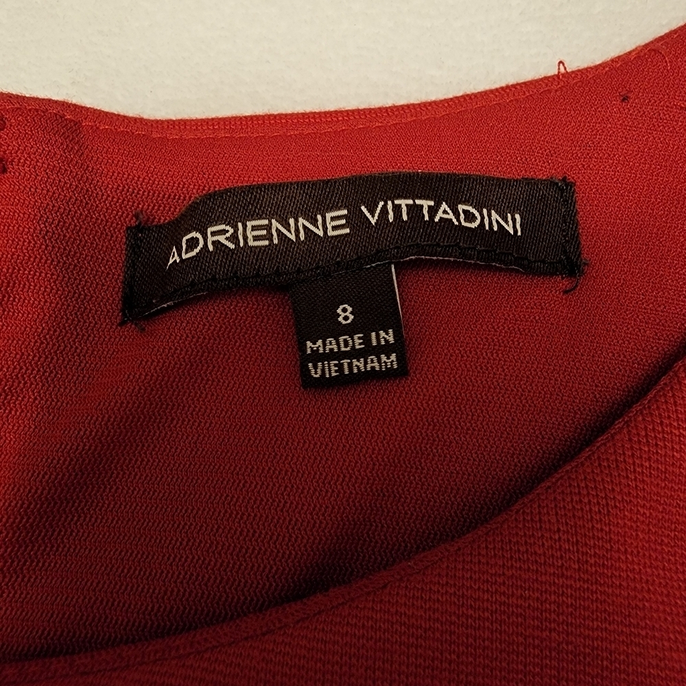 Adrienne Vittadini Red Sleeveless Midi Dress Size 8 - Picture 8 of 10